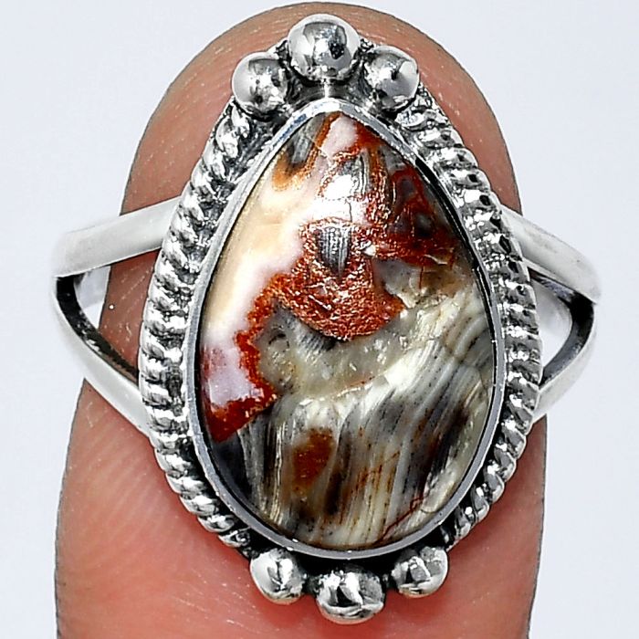 Rosetta Picture Jasper Ring size-8 SDR241054 R-1253, 11x16 mm