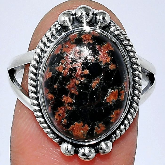 Fireworks Obsidian Ring size-9 SDR241070 R-1253, 12x15 mm