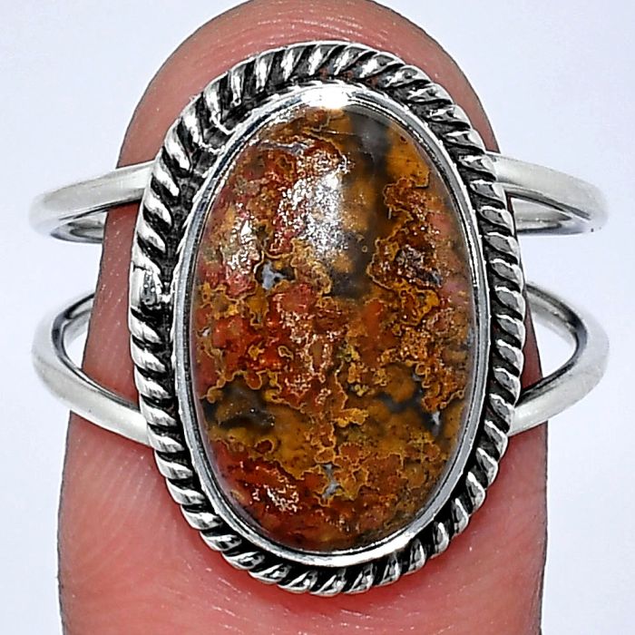 Rare Cady Mountain Agate Ring size-8.5 SDR241107 R-1068, 10x16 mm