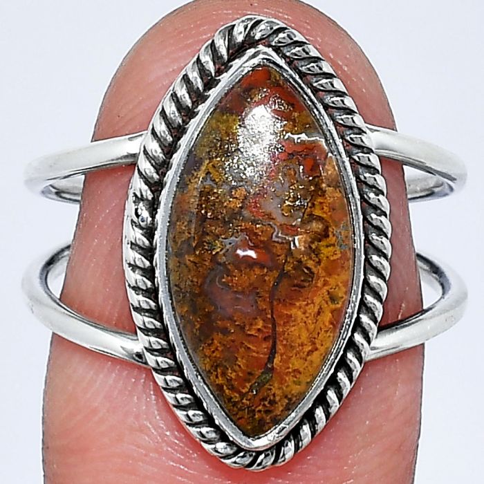 Rare Cady Mountain Agate Ring size-8.5 SDR241148 R-1068, 9x17 mm