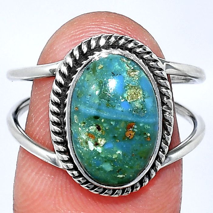 Peruvian Opalina Ring size-8.5 SDR241175 R-1068, 9x13 mm