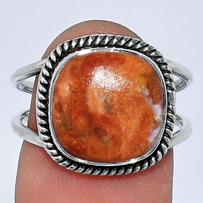 Red Sponge Coral Ring size-8 SDR241181 R-1068, 12x12 mm