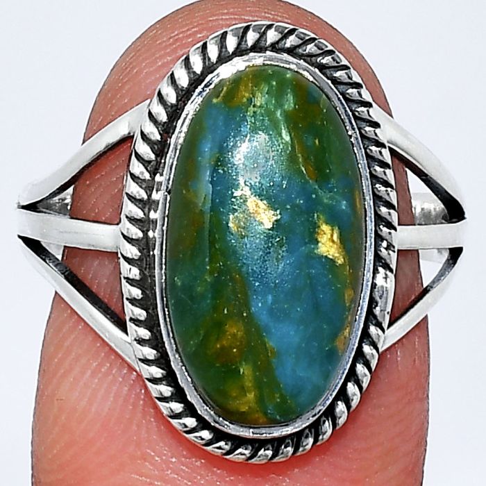 Peruvian Opalina Ring size-8.5 SDR241202 R-1010, 9x16 mm