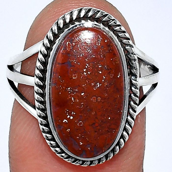 Red Moss Agate Ring size-8 SDR241224 R-1010, 9x17 mm