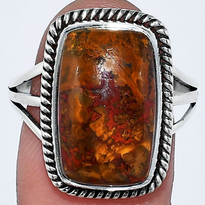 Rare Cady Mountain Agate Ring size-9.5 SDR241235 R-1010, 11x17 mm