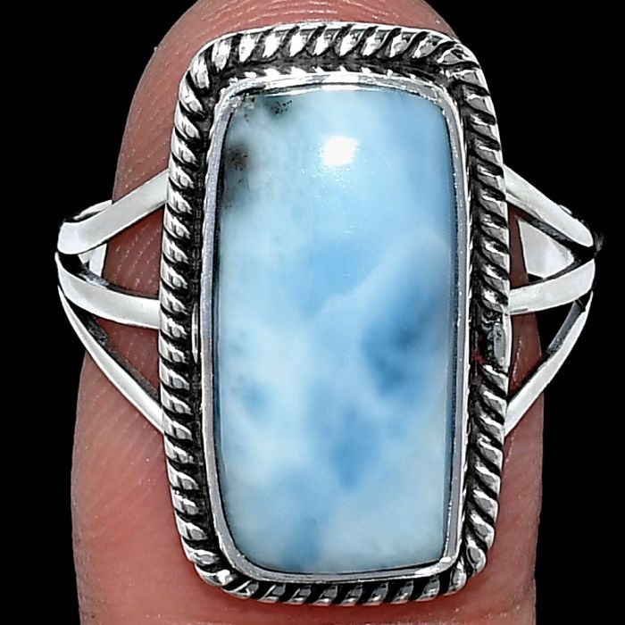 Larimar (Dominican Republic) Ring size-9 SDR241242 R-1010, 9x18 mm