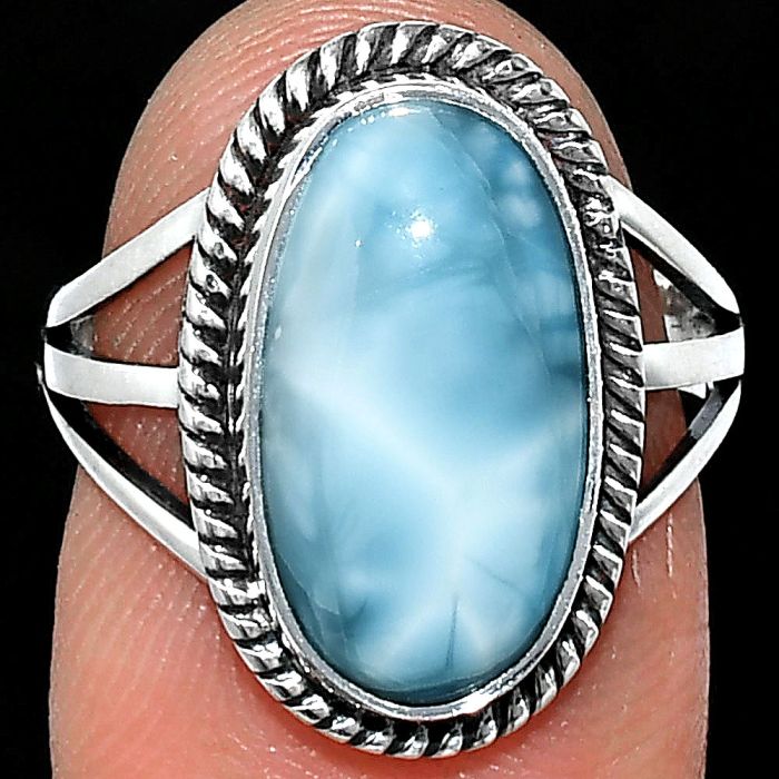 Larimar (Dominican Republic) Ring size-7 SDR241254 R-1010, 8x16 mm