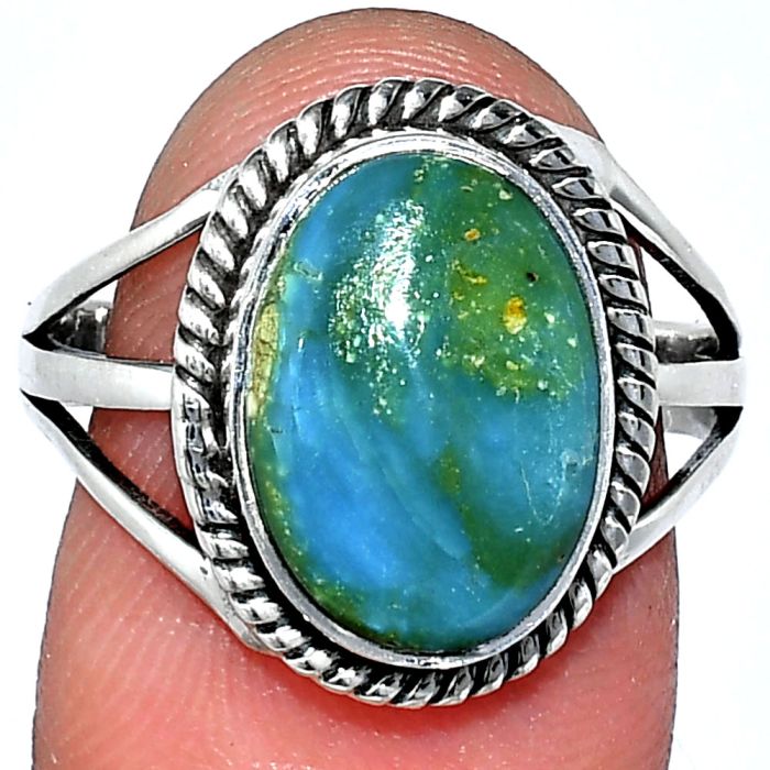 Peruvian Opalina Ring size-8.5 SDR241267 R-1010, 9x13 mm