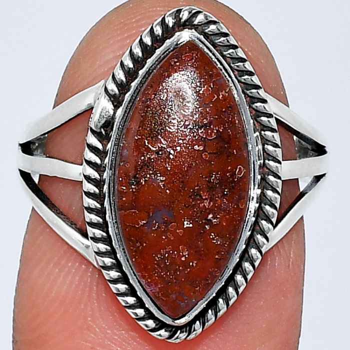 Red Moss Agate Ring size-7 SDR241288 R-1010, 8x16 mm