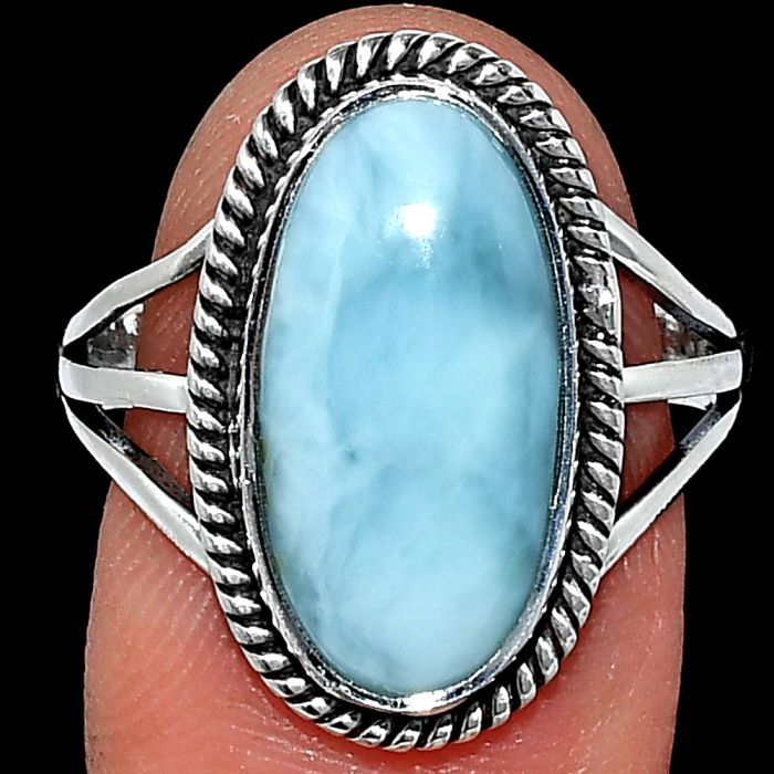 Larimar (Dominican Republic) Ring size-9 SDR241297 R-1010, 9x18 mm