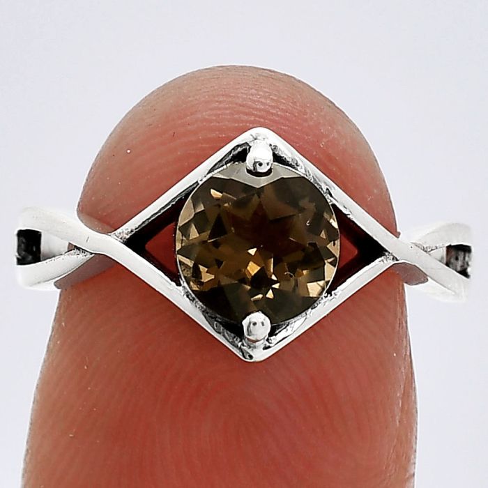 Smoky Quartz Ring size-7 SDR241334 R-1026, 7x7 mm