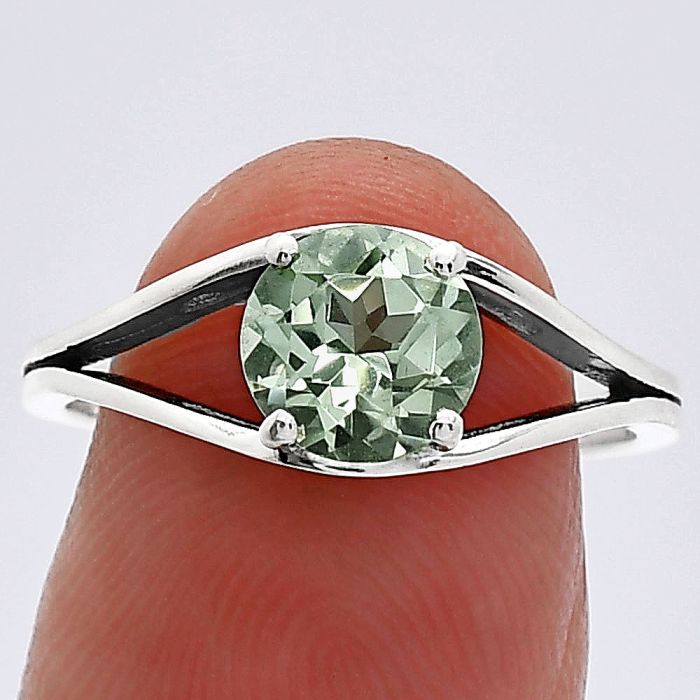 Prasiolite (Green Amethyst) Ring size-8 SDR241360 R-1034, 7x7 mm