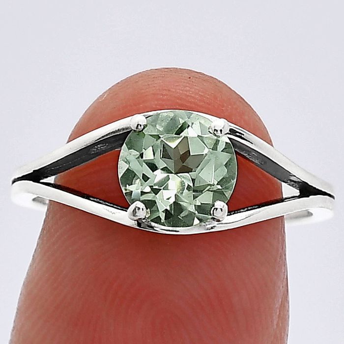 Prasiolite (Green Amethyst) Ring size-8 SDR241365 R-1034, 7x7 mm