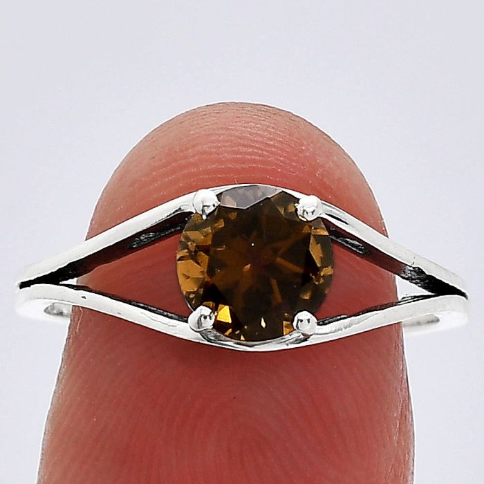 Smoky Quartz Ring size-8 SDR241383 R-1034, 7x7 mm