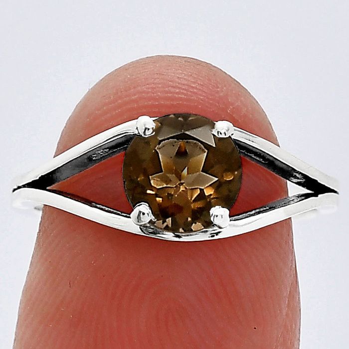 Smoky Quartz Ring size-8 SDR241389 R-1034, 7x7 mm