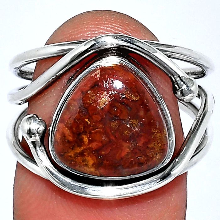 Red Moss Agate Ring size-8 SDR241409 R-1683, 11x11 mm