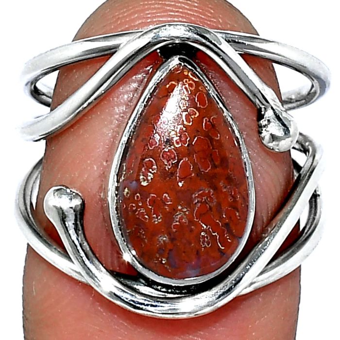 Red Moss Agate Ring size-7 SDR241412 R-1683, 8x13 mm