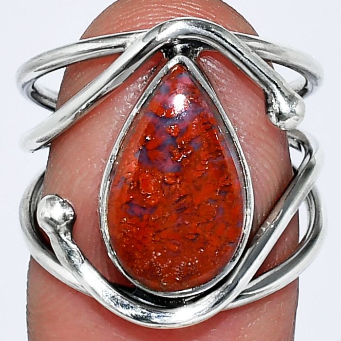 Red Moss Agate Ring size-7 SDR241413 R-1683, 9x14 mm