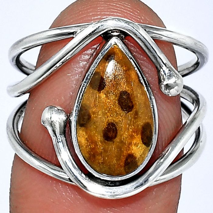 Palm Root Fossil Agate Ring size-8 SDR241446 R-1683, 8x13 mm