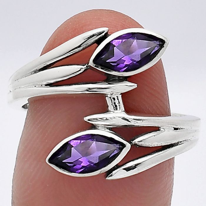 African Amethyst Ring size-7.5 SDR241502 R-1023, 4x8 mm