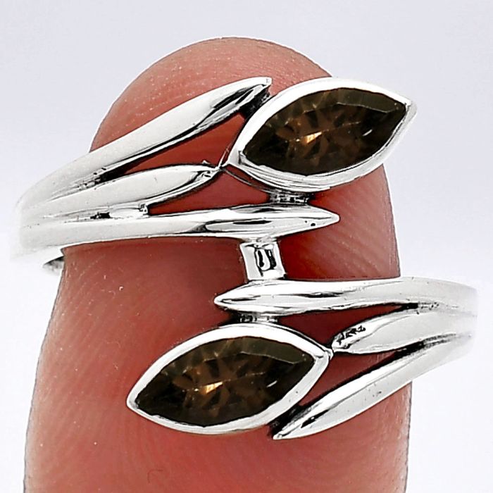 Smoky Quartz Ring size-7.5 SDR241517 R-1023, 4x8 mm