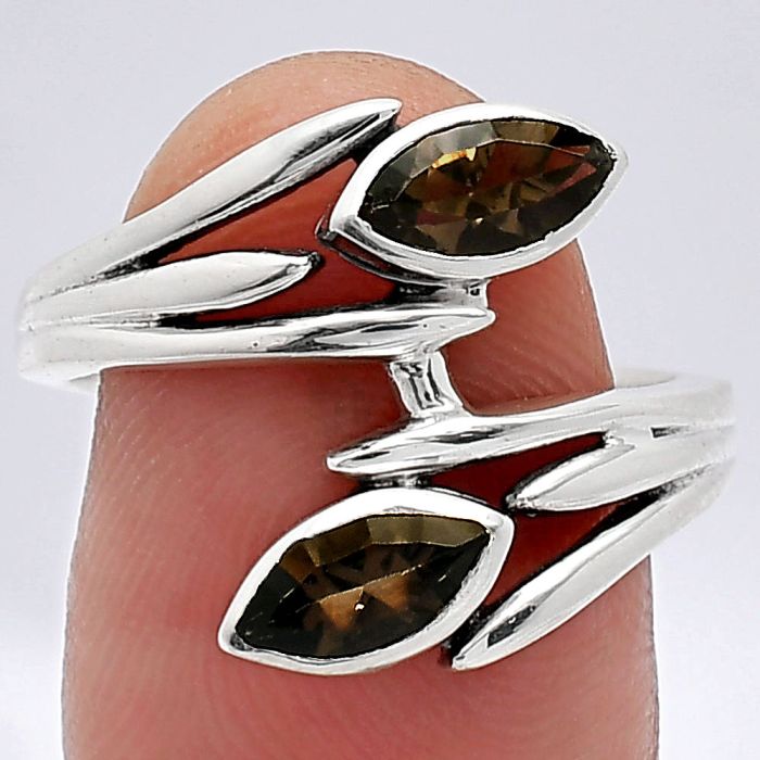 Smoky Quartz Ring size-8 SDR241543 R-1023, 4x8 mm