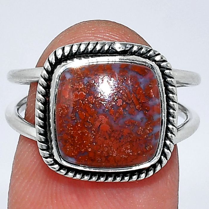 Red Moss Agate Ring size-7 SDR241550 R-1068, 11x11 mm