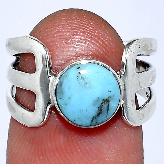 Natural Turquoise Morenci Mine Ring size-7 SDR241554 R-1162, 8x8 mm