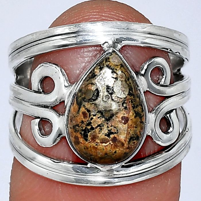 Leopard Skin Jasper Ring size-7 SDR241557 R-1132, 8x11 mm