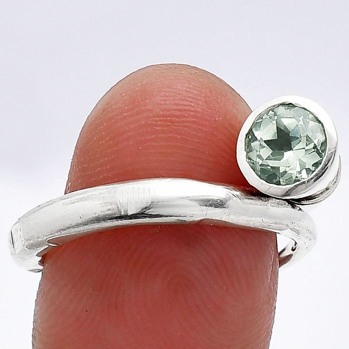 Prasiolite (Green Amethyst) Ring size-7.5 SDR241563 R-1248, 6x6 mm