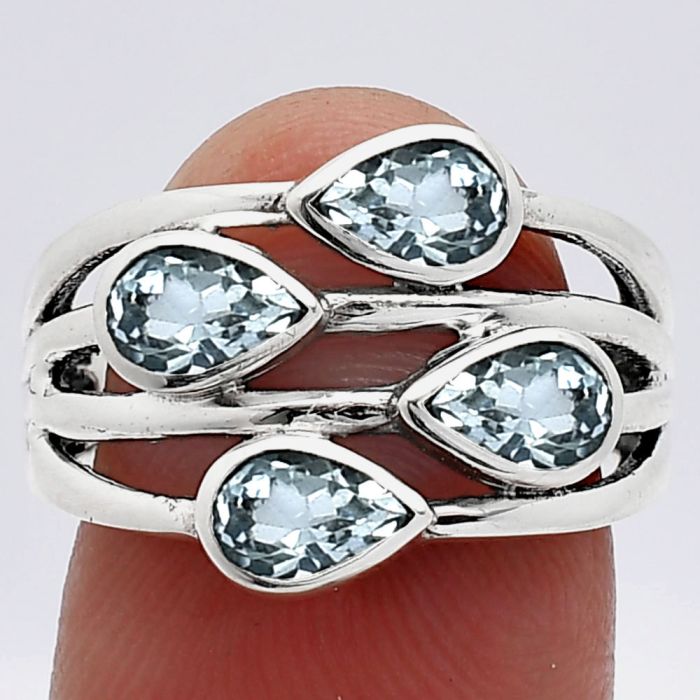 Sky Blue Topaz Ring size-8 SDR241568 R-1030, 4x6 mm