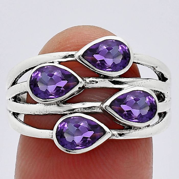 African Amethyst Ring size-7.5 SDR241575 R-1030, 4x6 mm