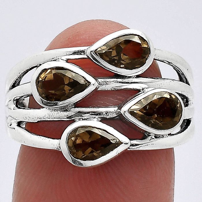 Smoky Quartz Ring size-7 SDR241605 R-1030, 4x6 mm