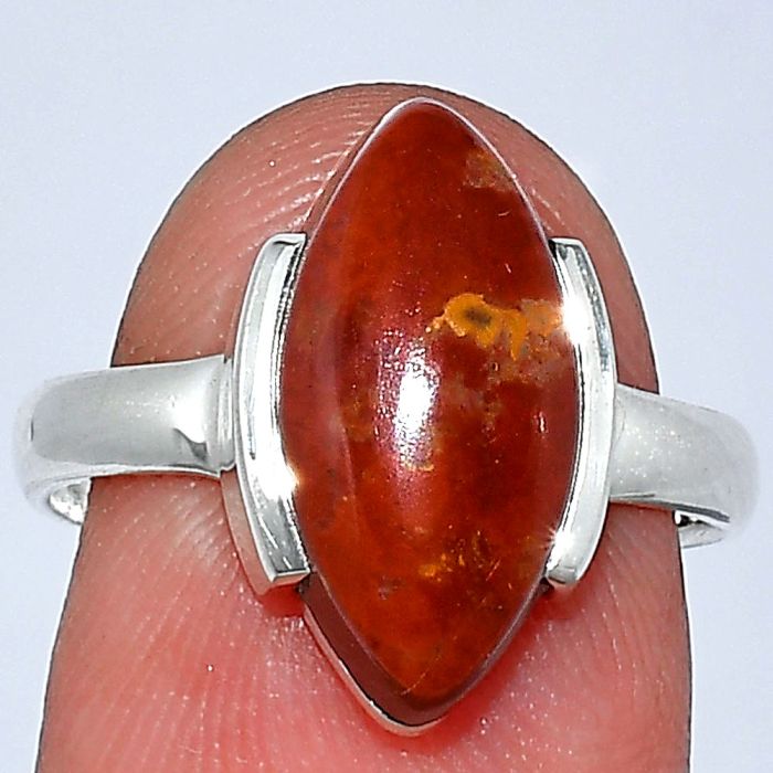 Red Moss Agate Ring size-8 SDR241645 R-1173, 8x16 mm