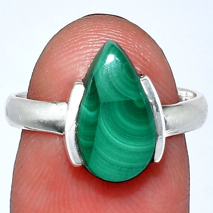 Malachite Eye Ring size-7.5 SDR241650 R-1173, 8x13 mm