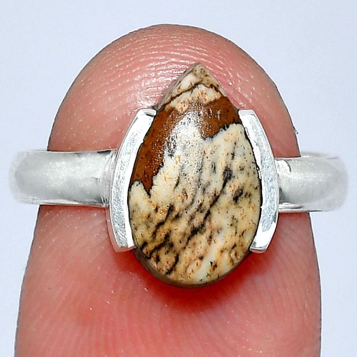 Picture Jasper Ring size-7 SDR241656 R-1173, 7x12 mm