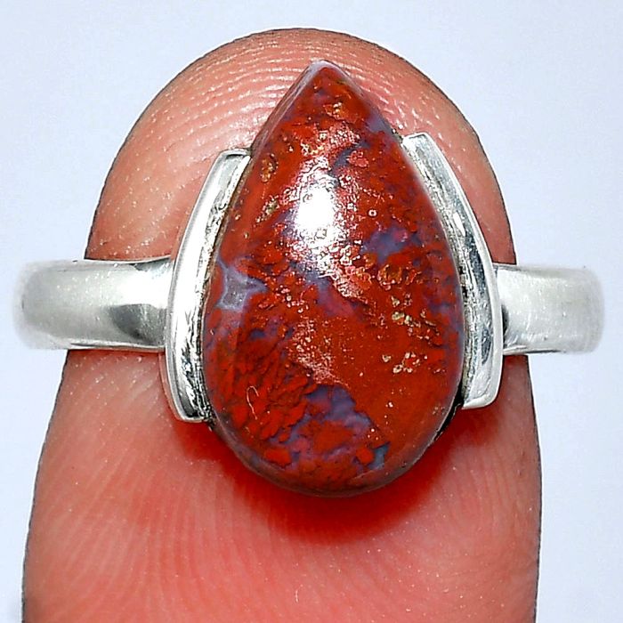 Red Moss Agate Ring size-8 SDR241658 R-1173, 9x14 mm