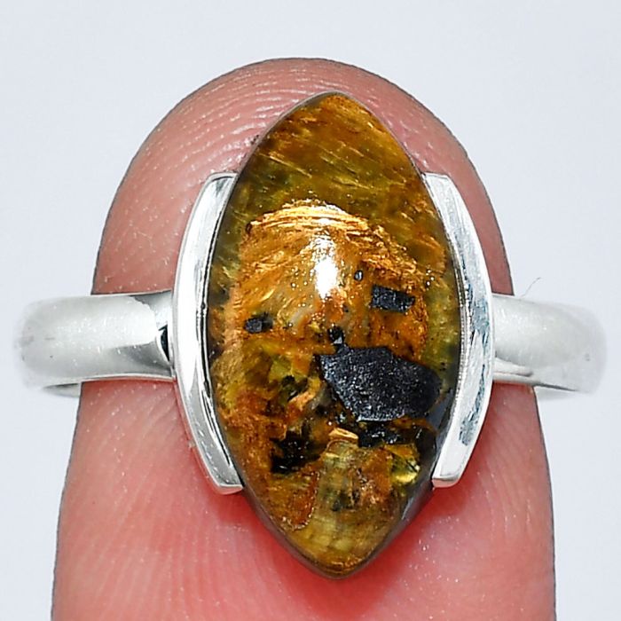 Pietersite Ring size-8.5 SDR241660 R-1173, 9x17 mm