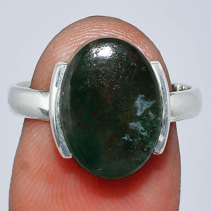 Blood Stone Ring size-8 SDR241665 R-1173, 10x14 mm