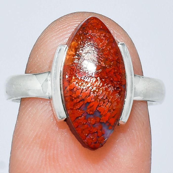 Red Moss Agate Ring size-8 SDR241671 R-1173, 8x16 mm