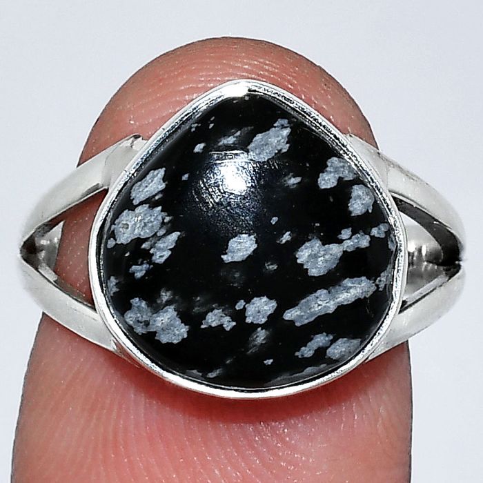 Snow Flake Obsidian Ring size-7.5 SDR241707 R-1002, 13x13 mm