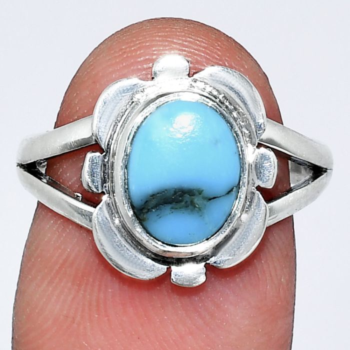 Natural Turquoise Morenci Mine Ring size-7 SDR241717 R-1342, 7x9 mm