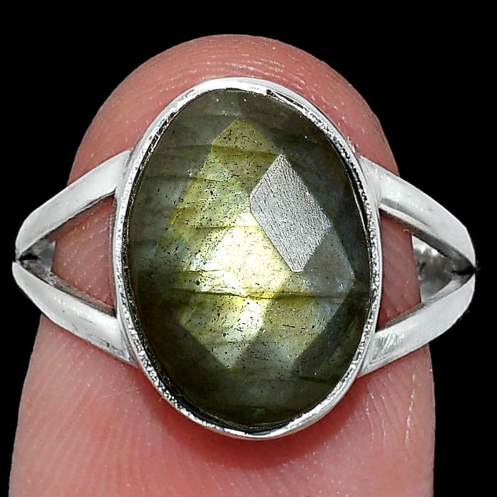 Spectrolite Labradorite Checker Ring size-7 SDR241725 R-1002, 10x14 mm