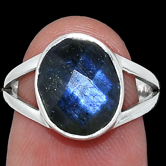 Blue Labradorite Checker Ring size-7 SDR241730 R-1002, 10x12 mm