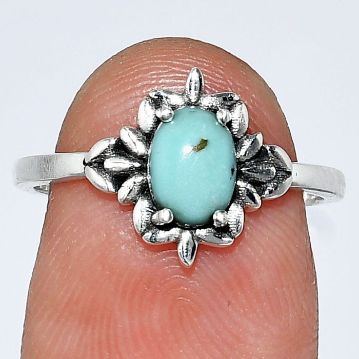 Natural Rare Turquoise Nevada Aztec Mt Ring size-7 SDR241741 R-1721, 7x5 mm