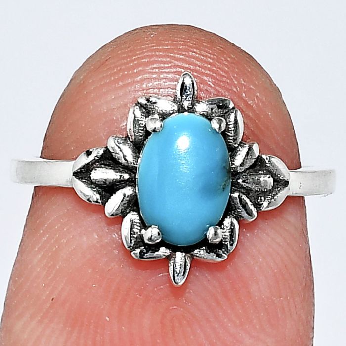 Natural Turquoise Morenci Mine Ring size-5 SDR241775 R-1721, 7x5 mm