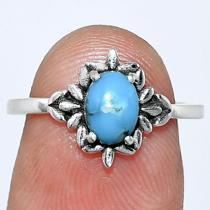 Natural Turquoise Morenci Mine Ring size-7 SDR241801 R-1721, 7x5 mm