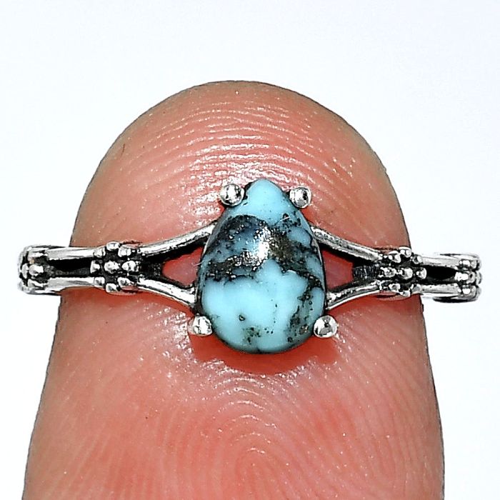 Natural Turquoise Morenci Mine Ring size-5 SDR241808 R-1720, 7x5 mm