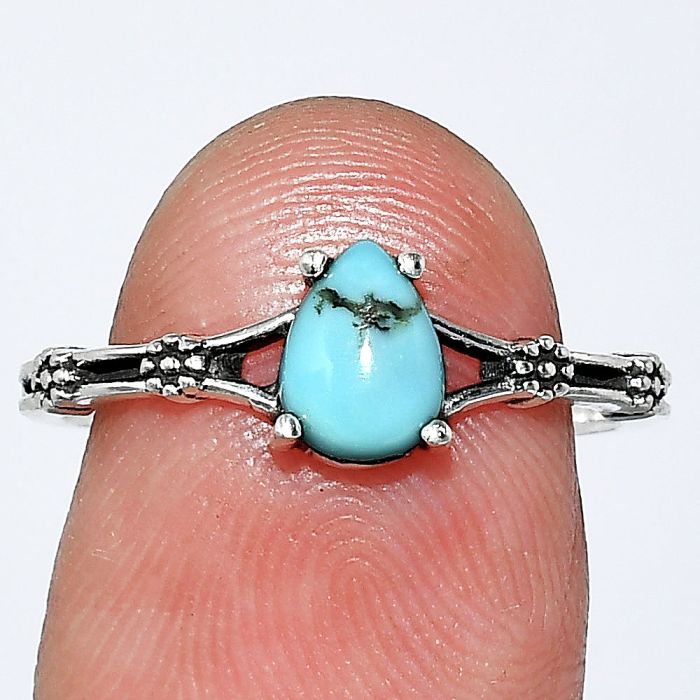 Natural Rare Turquoise Nevada Aztec Mt Ring size-8 SDR241810 R-1720, 7x5 mm