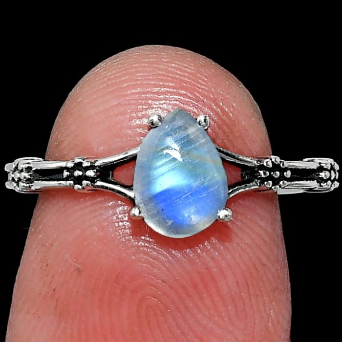 Rainbow Moonstone Ring size-7 SDR241867 R-1720, 7x5 mm